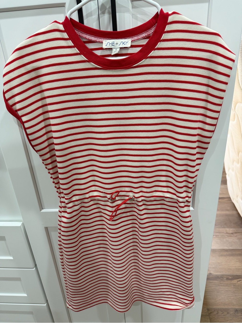She + Sky Red & White Striped women’s Drawstring Dress